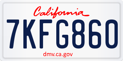 CA license plate 7KFG860