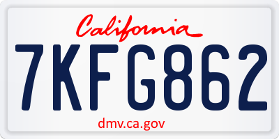 CA license plate 7KFG862