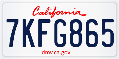 CA license plate 7KFG865