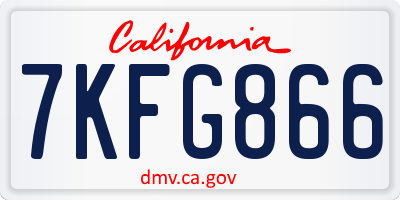 CA license plate 7KFG866
