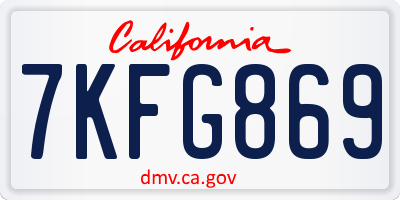 CA license plate 7KFG869