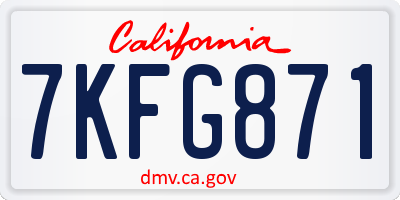 CA license plate 7KFG871