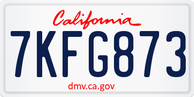 CA license plate 7KFG873