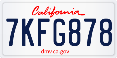 CA license plate 7KFG878