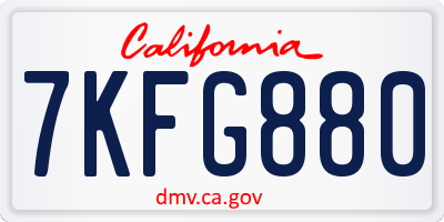 CA license plate 7KFG880