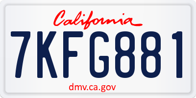 CA license plate 7KFG881