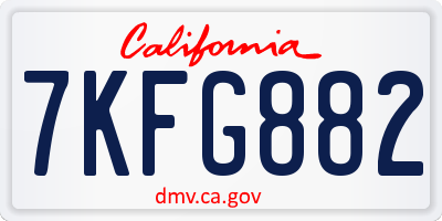 CA license plate 7KFG882