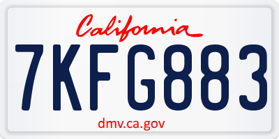 CA license plate 7KFG883