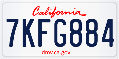 CA license plate 7KFG884