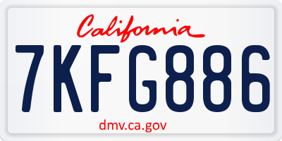 CA license plate 7KFG886