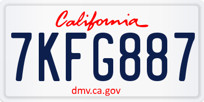 CA license plate 7KFG887