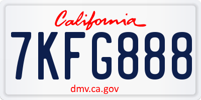 CA license plate 7KFG888