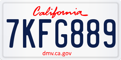 CA license plate 7KFG889