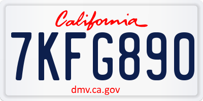CA license plate 7KFG890