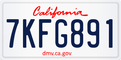 CA license plate 7KFG891