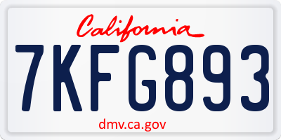 CA license plate 7KFG893