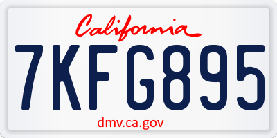 CA license plate 7KFG895