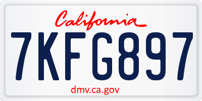 CA license plate 7KFG897