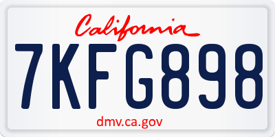 CA license plate 7KFG898