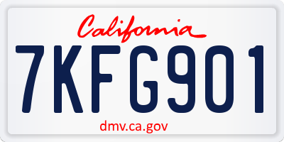 CA license plate 7KFG901