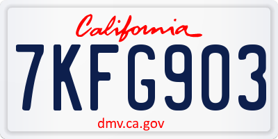 CA license plate 7KFG903