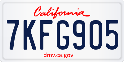 CA license plate 7KFG905
