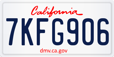 CA license plate 7KFG906