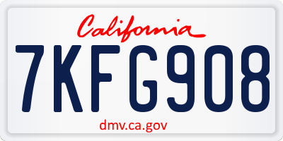 CA license plate 7KFG908