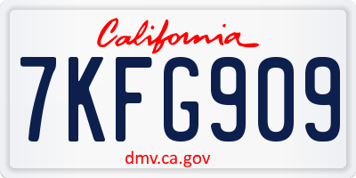CA license plate 7KFG909