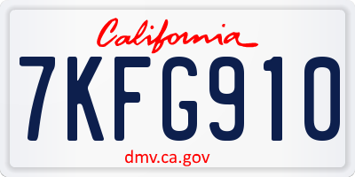 CA license plate 7KFG910
