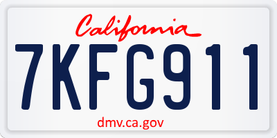 CA license plate 7KFG911
