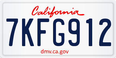 CA license plate 7KFG912