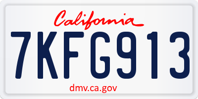 CA license plate 7KFG913