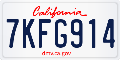 CA license plate 7KFG914