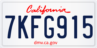 CA license plate 7KFG915