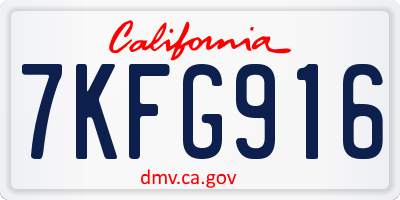 CA license plate 7KFG916