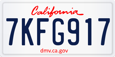 CA license plate 7KFG917