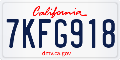CA license plate 7KFG918