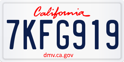 CA license plate 7KFG919