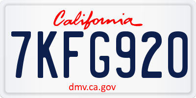 CA license plate 7KFG920