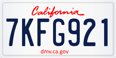 CA license plate 7KFG921