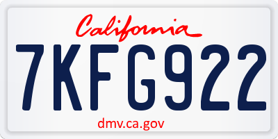 CA license plate 7KFG922