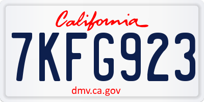 CA license plate 7KFG923