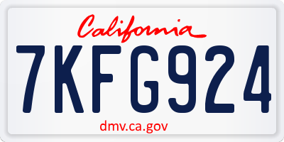 CA license plate 7KFG924