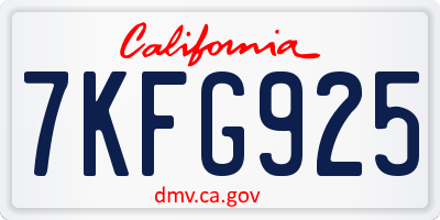 CA license plate 7KFG925
