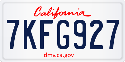 CA license plate 7KFG927