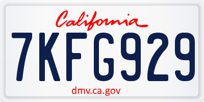CA license plate 7KFG929
