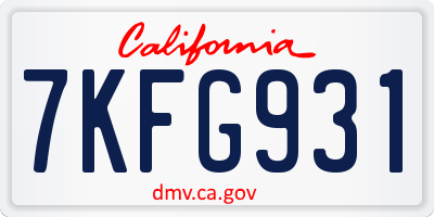 CA license plate 7KFG931