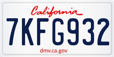 CA license plate 7KFG932