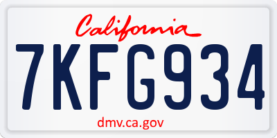 CA license plate 7KFG934